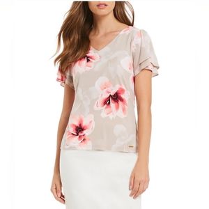 NWOT Calvin Klein Floral Short Sleeve Blouse